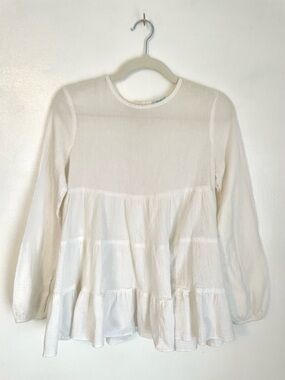 Kimchi Blue cotton flowy tiered long sleeve blouse button up back size small
